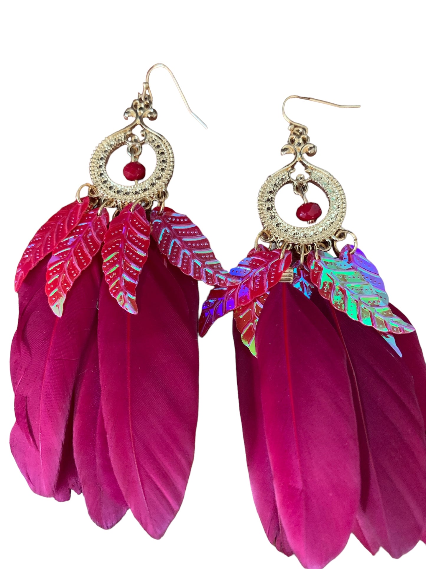 Cute Little Thing’s Women's Fan Feathered Styled Statement Dangle Chic Fashion Earrings Jewelry Ladies