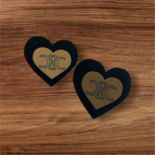 Heart Designed Theme Fashion Statement Black Brown Acrylic Stud Women’s Earrings