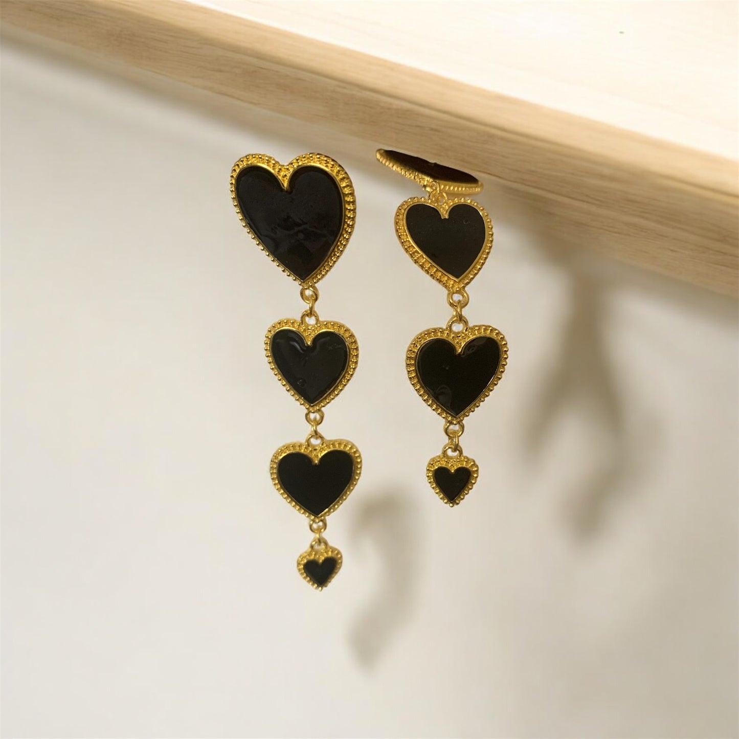 Women's Fashion Statement Four Layers of Beautiful Dangle Hearts Earrings Accessories