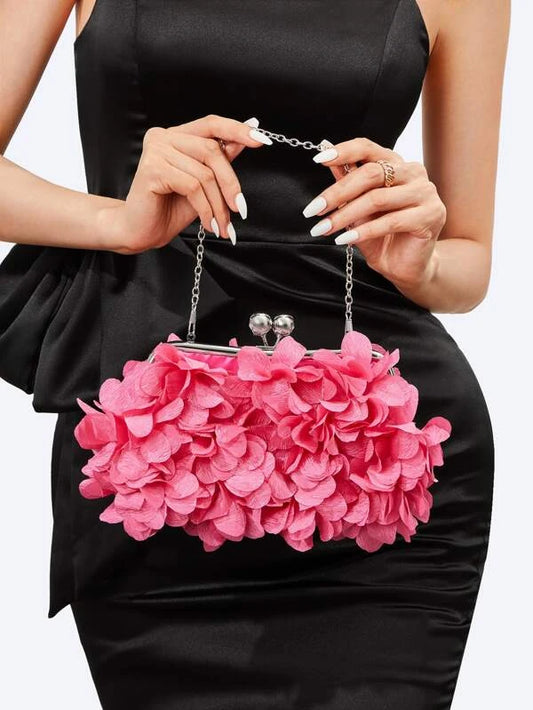 Pretty Girl Pink Flower Petal Ladies Fashion Novelty Bag Tote Purse