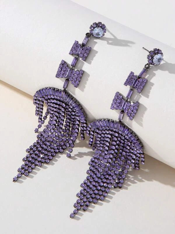 Glam Purple  Luxury Rhinestone Drop Earrings for Women Jewelry Accessories