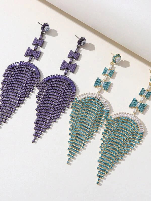 Glam Purple  Luxury Rhinestone Drop Earrings for Women Jewelry Accessories