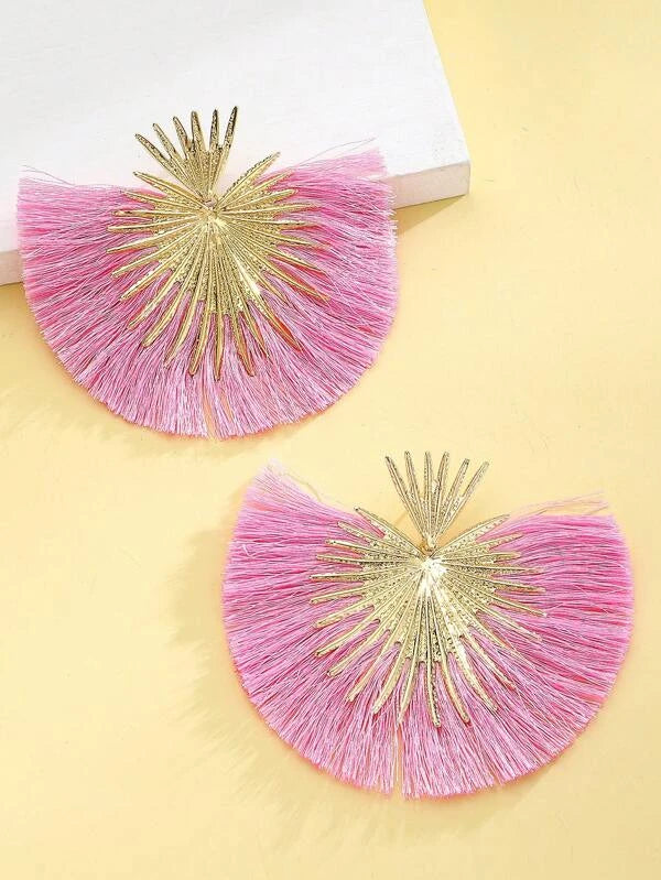 New Trendy Fan Tassel Bamboo Statement Fashion Earrings Ladies Women’s Jewelry