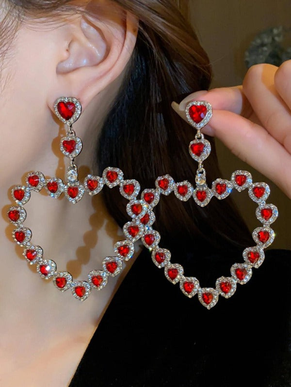 I Love You Rhinestones Earrings Colorful Heart Earrings  Jewelry Women Accessories