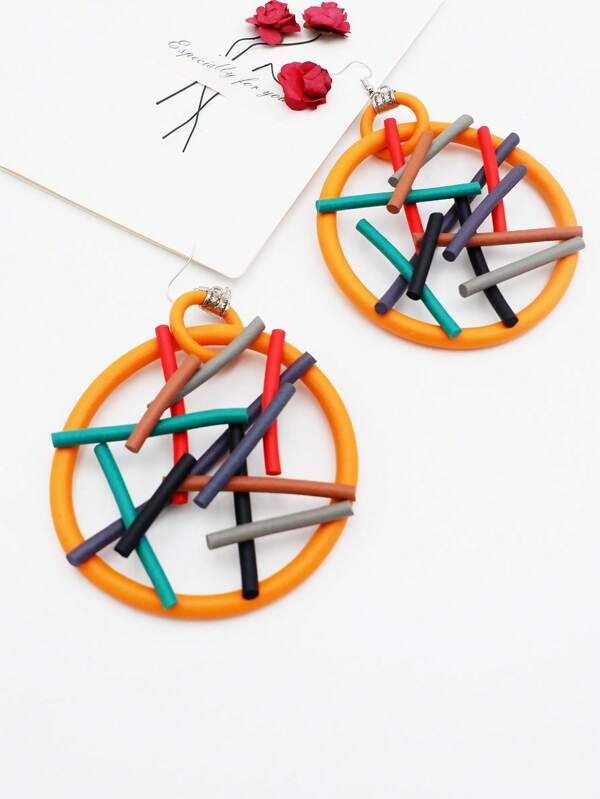 NEW Big Trendy Statement Funky Fashion Women Bohemian Drop Earrings Handmade Rubber Jewelry