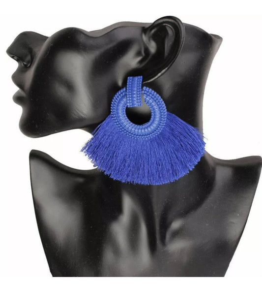 Fashion Statement  Dangle Earrings Tassels Fan Round Ear Studs Trendy Accessories for Women