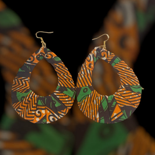 Orange Mixed Styling Women's African Metro Styled Wood  Fashion Statement  Earrings Jewelry