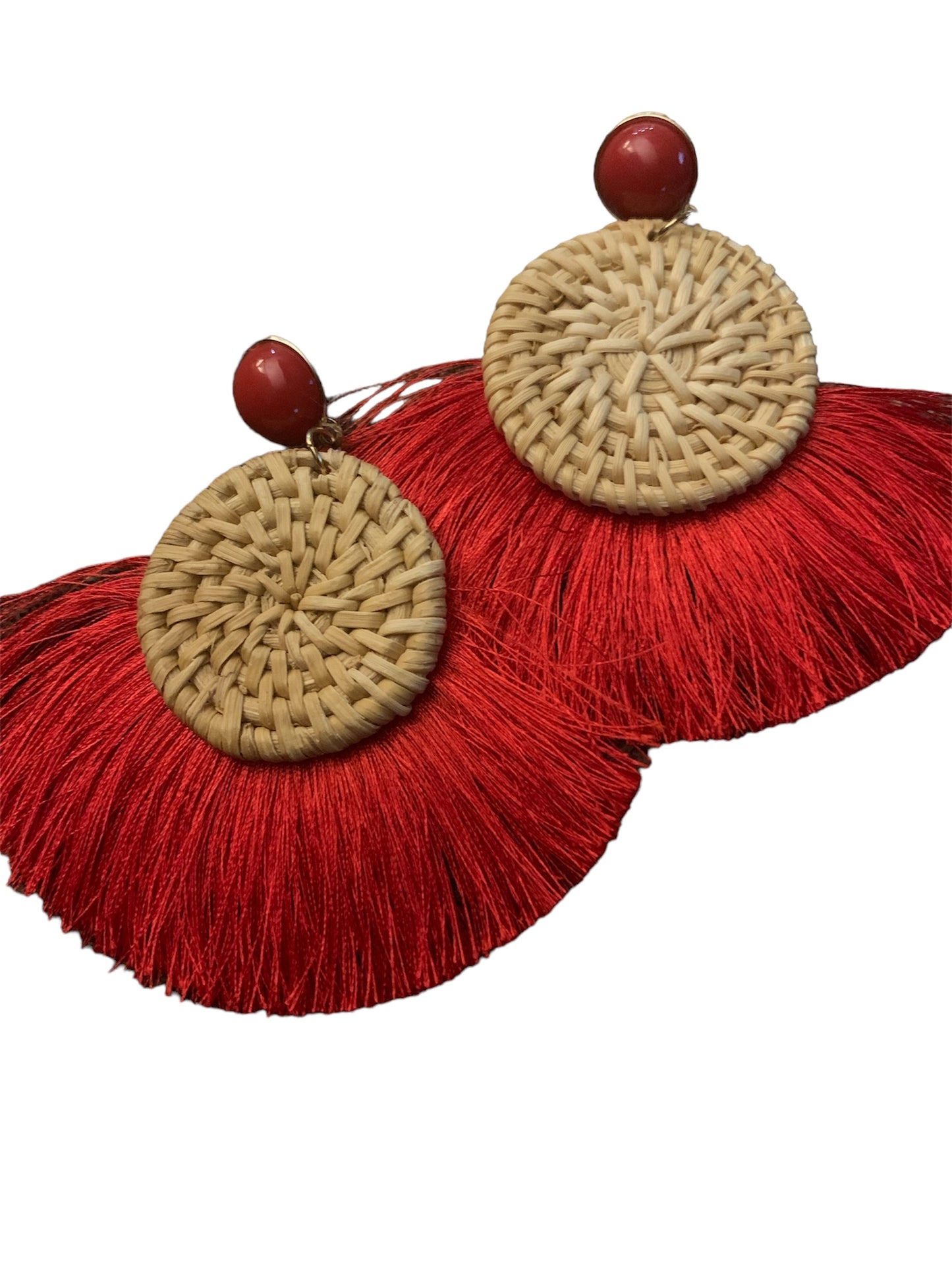 Lovely Woven Classy Circle Tassel Drop Earrings Bohemian Style Fan-Shaped Earrings for Women Accessories