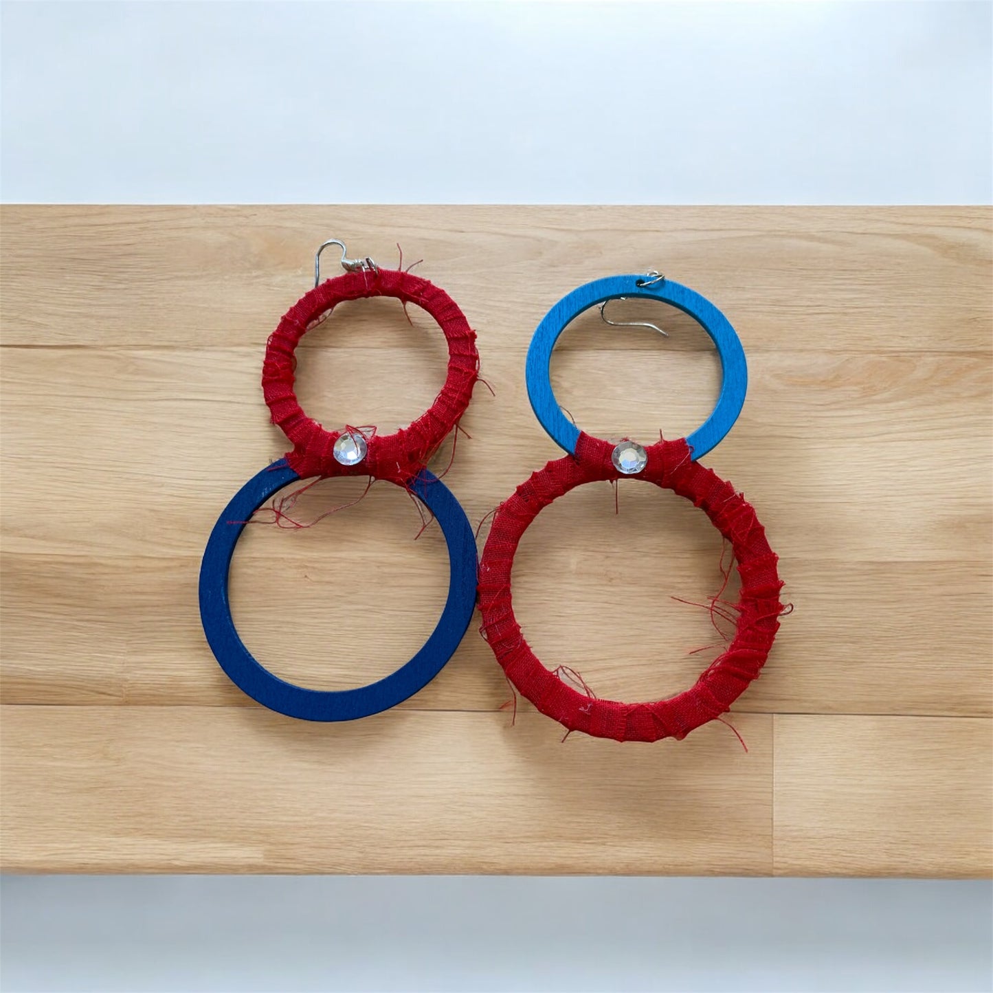 Fashion Statement Patriotic Distressed Customized Double Round Hoop Earrings Jewelry