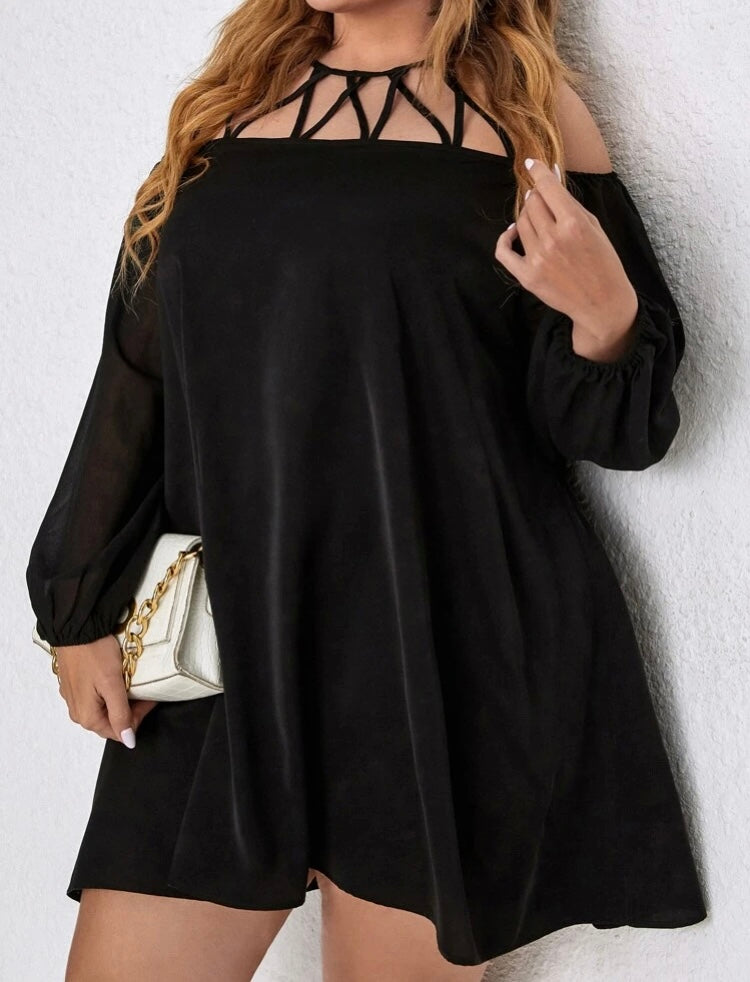 Women’s Black Straps Shoulders Summer Party  Formal Fashion Dress Plus Size