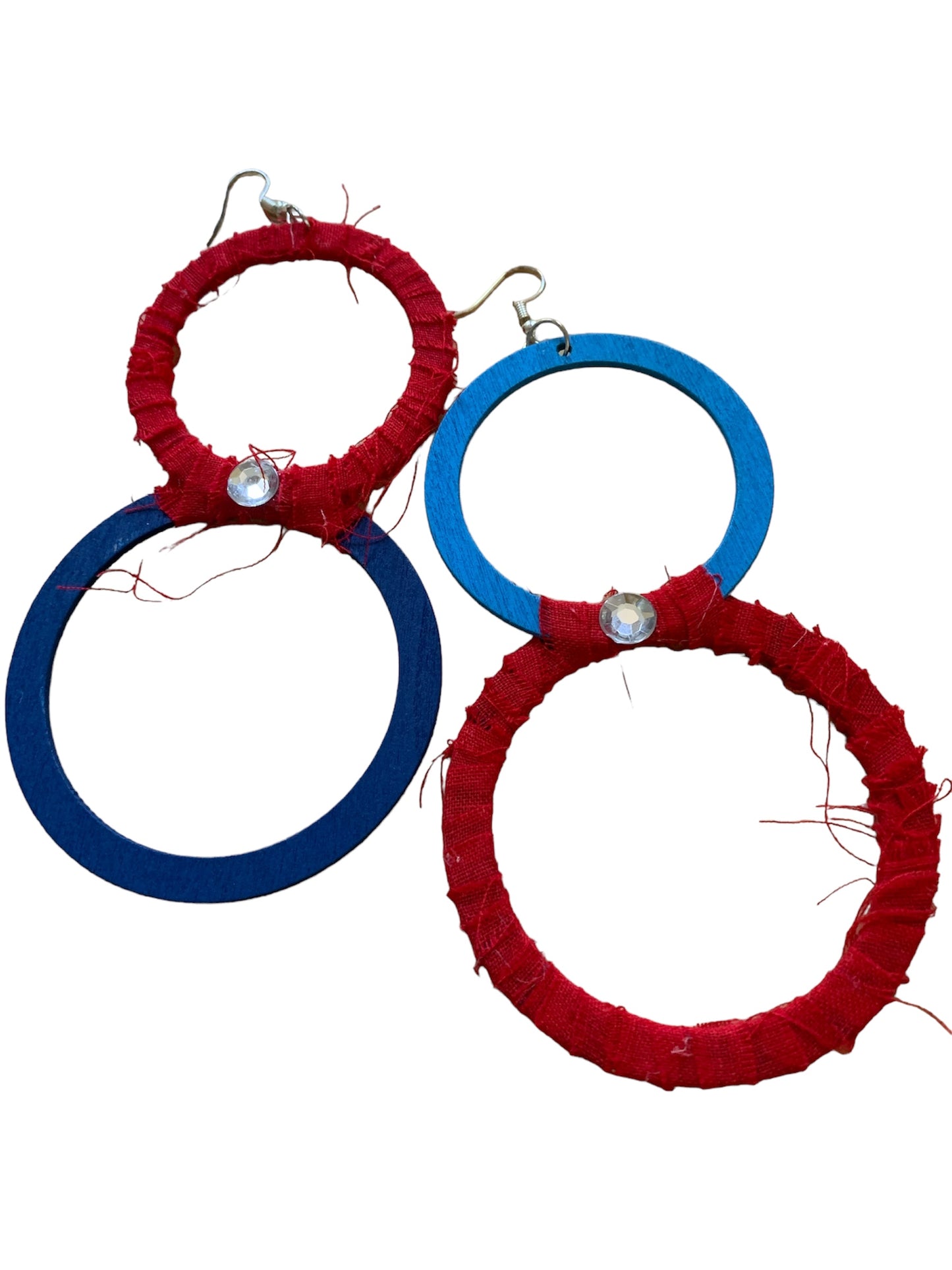 Fashion Statement Patriotic Distressed Customized Double Round Hoop Earrings Jewelry