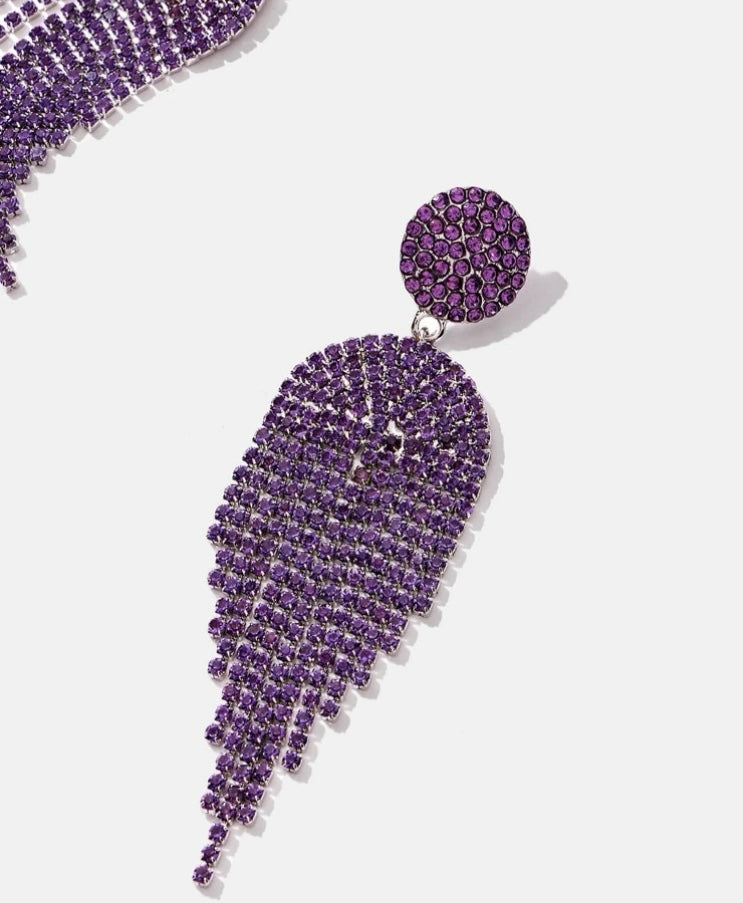 Rhinestone Purple Crystal Hot Fashion Drop Earrings for Women’s Accessories
