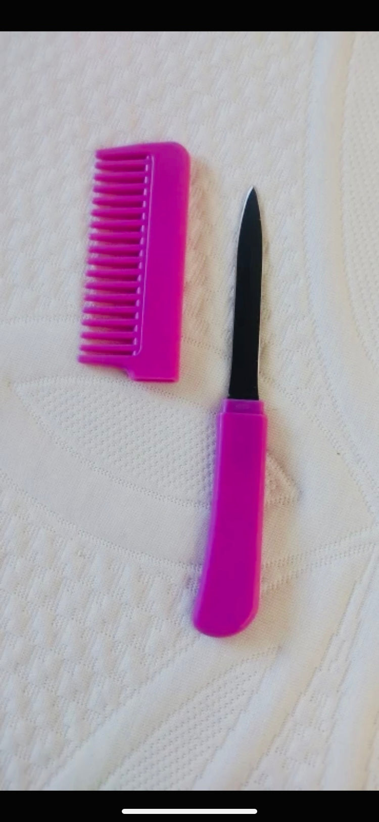 Discrete Self Defense Comb Knife Blade and Heat Resistant Hair Styling Tools Wide Spikes Tooth Fashion Accessory