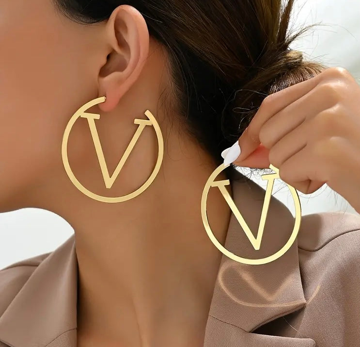 Hoop Styled Letter Designed Fashion In Style Earrings