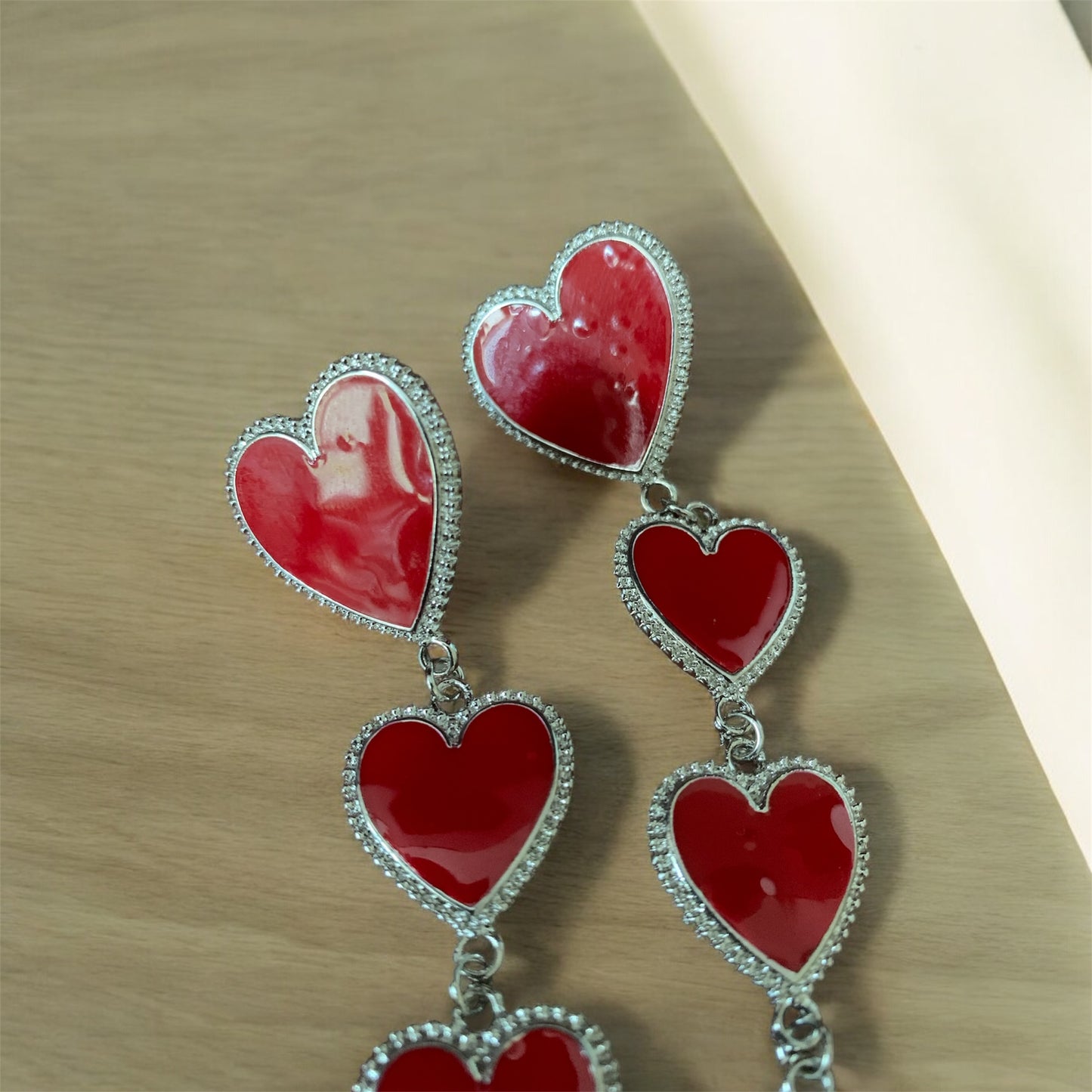 Women's Fashion Statement Four Layers of Beautiful Dangle Hearts Earrings Accessories