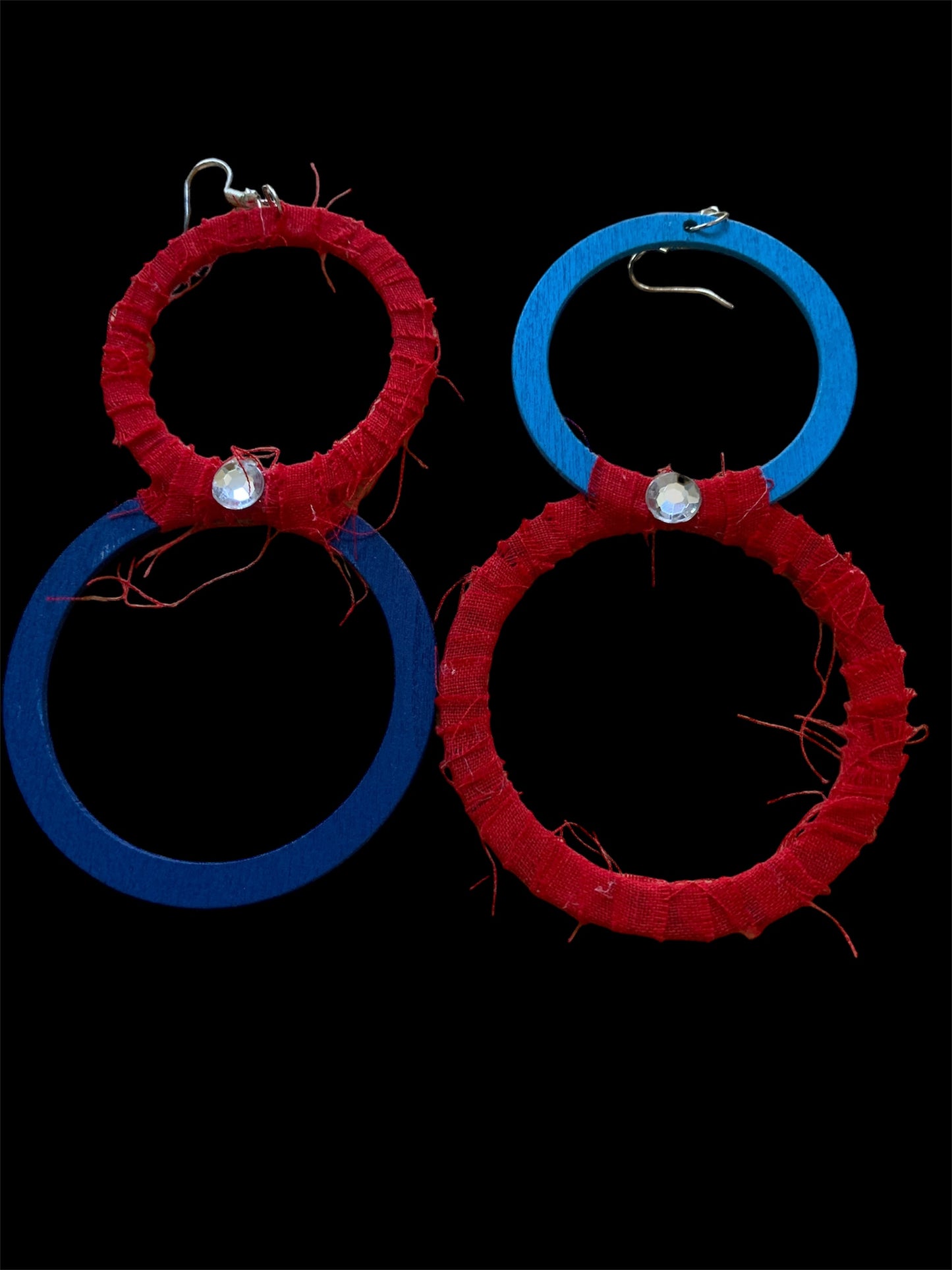 Fashion Statement Patriotic Distressed Customized Double Round Hoop Earrings Jewelry