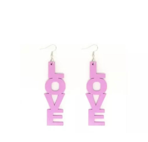 I LOVE Wooden Fashion Statement Trendy Earrings Women Accessories