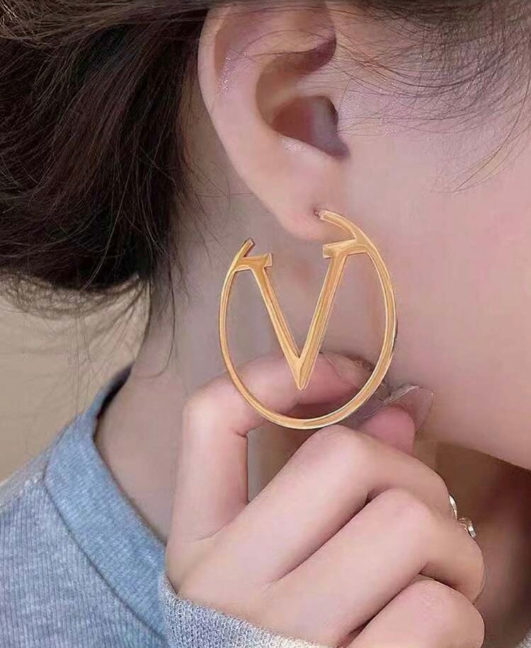 Hoop Styled Letter Designed Fashion In Style Earrings