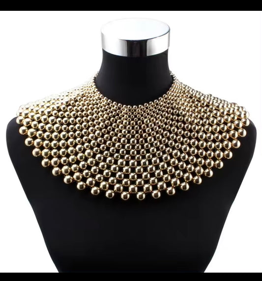 Lots of Gold Statement Boldness Africa Egypt Chain Bead Chunky Big Pendant Necklace for Women’s Choker Collar Necklace Accessores