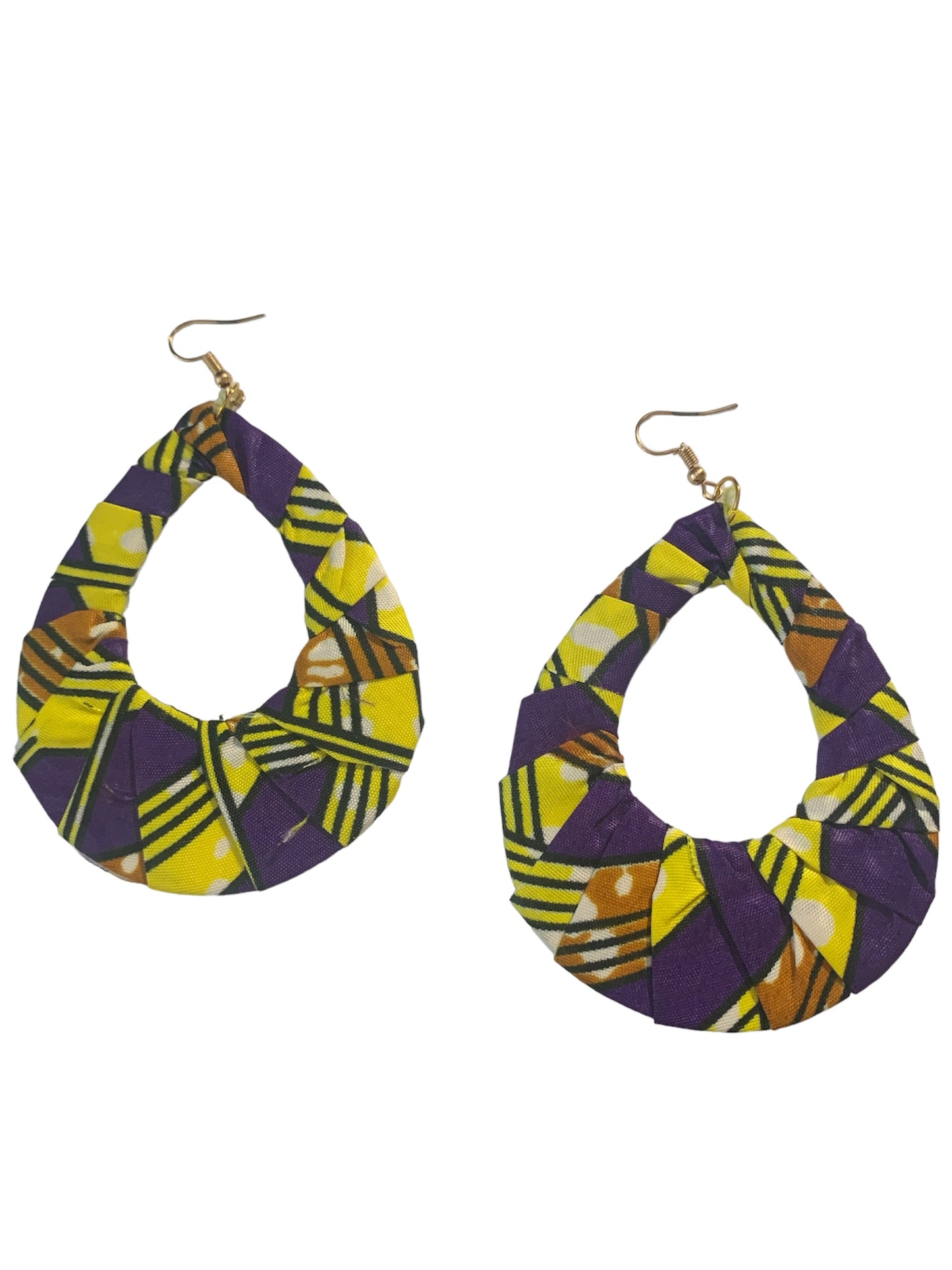 Yellow Purple Mixed Styling Women's African Metro Styled Wood  Fashion Statement  Earrings Jewelry