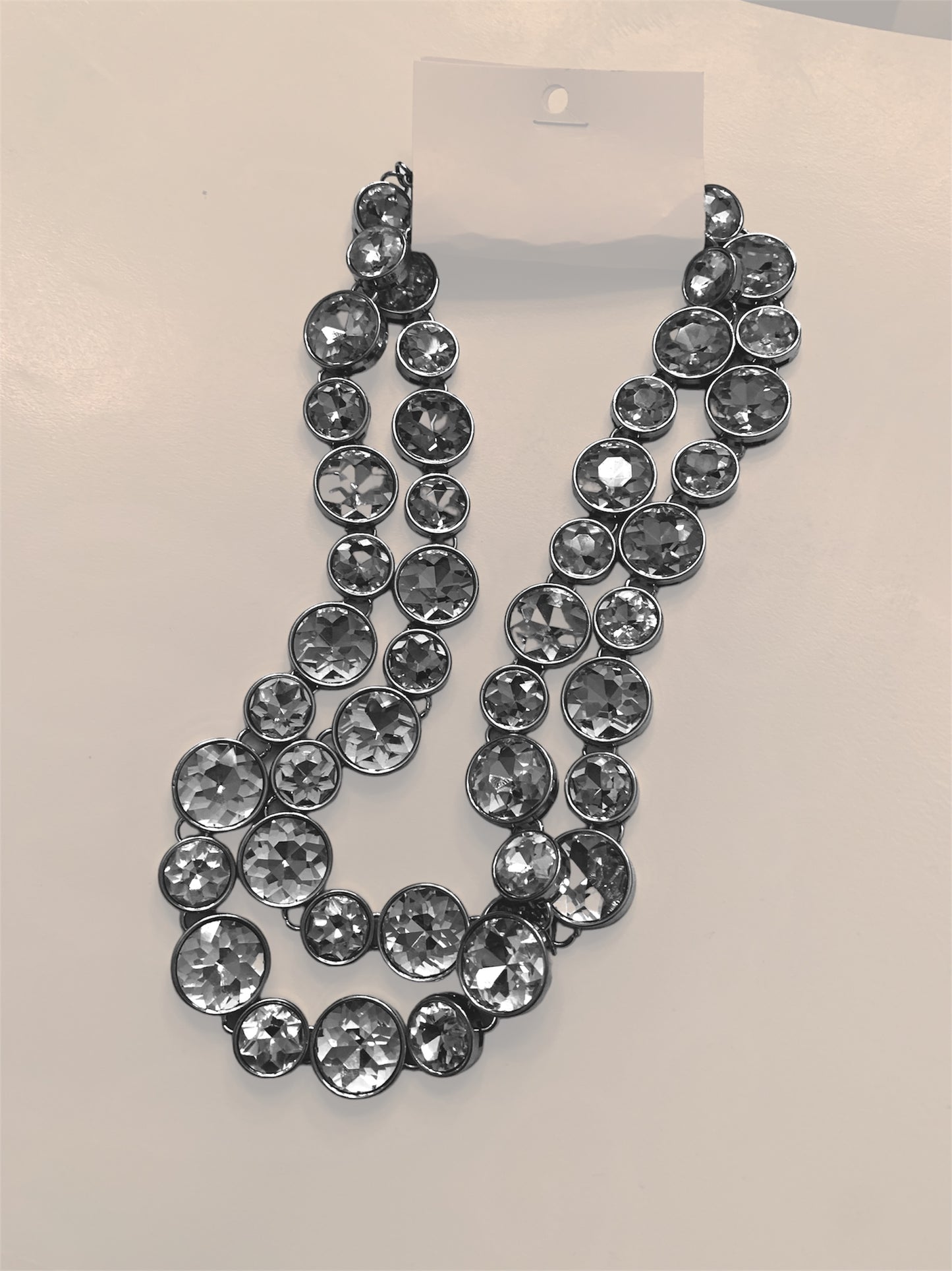 Stunning Silver Statement Double Layered Rhinestone Necklace Women’s Accessories