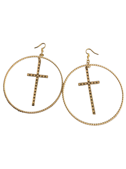 Casual Cross Hoops Statement Golden Women  Earrings  Fashion Trendy Jewelry Accessories