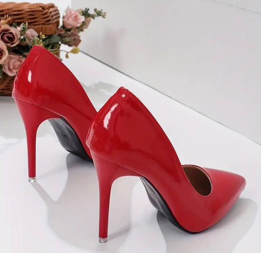 Red Hottt Women's Solid Color Pumps Work Office Date Night for Bae High Heels Point Toe Slip On Party Dressy Wear Shoes
