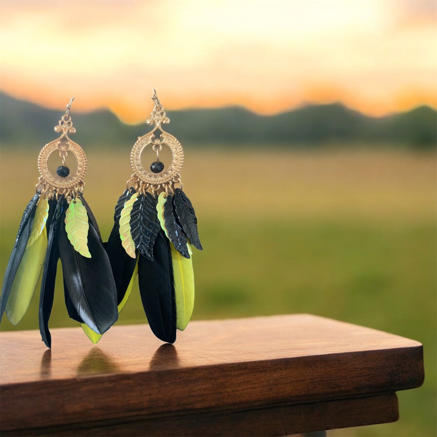 Cute Little Thing’s Women's Fan Feathered Styled Statement Dangle Chic Fashion Earrings Jewelry Ladies