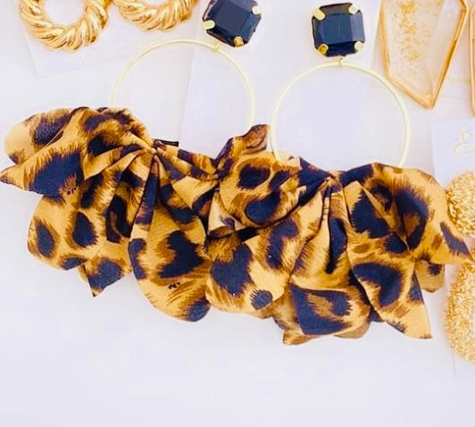 Leopard Hoop Cloth Drop Statement Fashion Earrings Ladies Women’s Jewelry Accessory