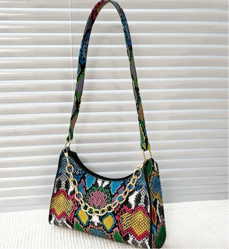 Lovely Hot Fashion Minimalist Multicolored Snakeskin Print Bag Tote Purse for Woman Accessories