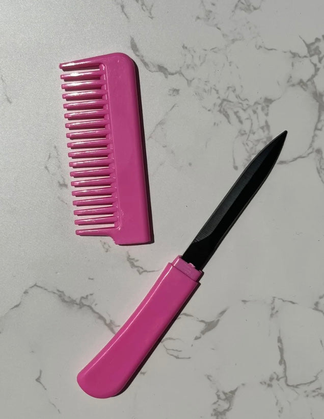 Discrete Self Defense Comb Knife Blade and Heat Resistant Hair Styling Tools Wide Spikes Tooth Fashion Accessory