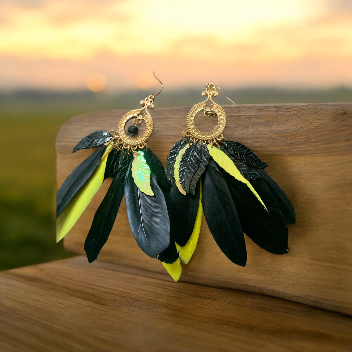 Cute Little Thing’s Women's Fan Feathered Styled Statement Dangle Chic Fashion Earrings Jewelry Ladies