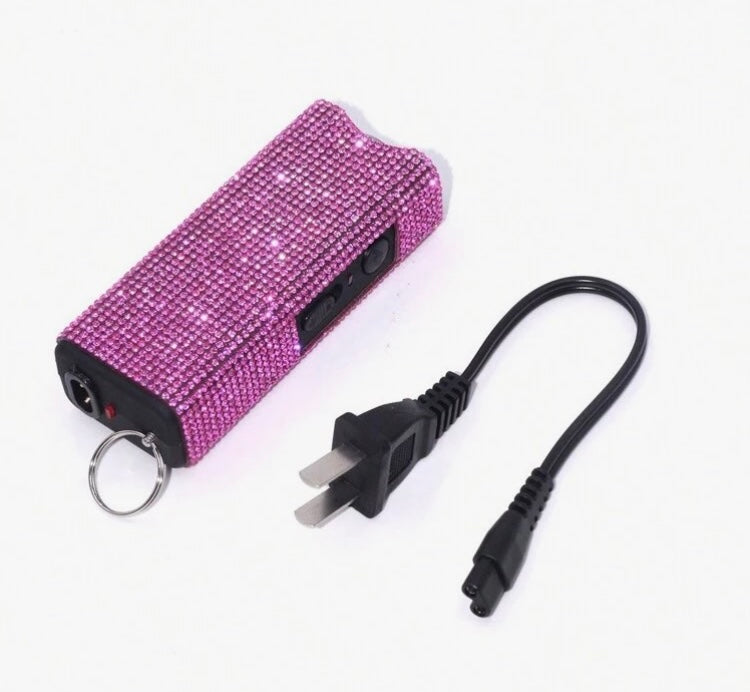 Powerful Cute Bling’d Out Glam Taser Safety Self-Defense Rhinestone w Flashlight Tactical Multi-Function Chargeable Keychain for Protection Accessories