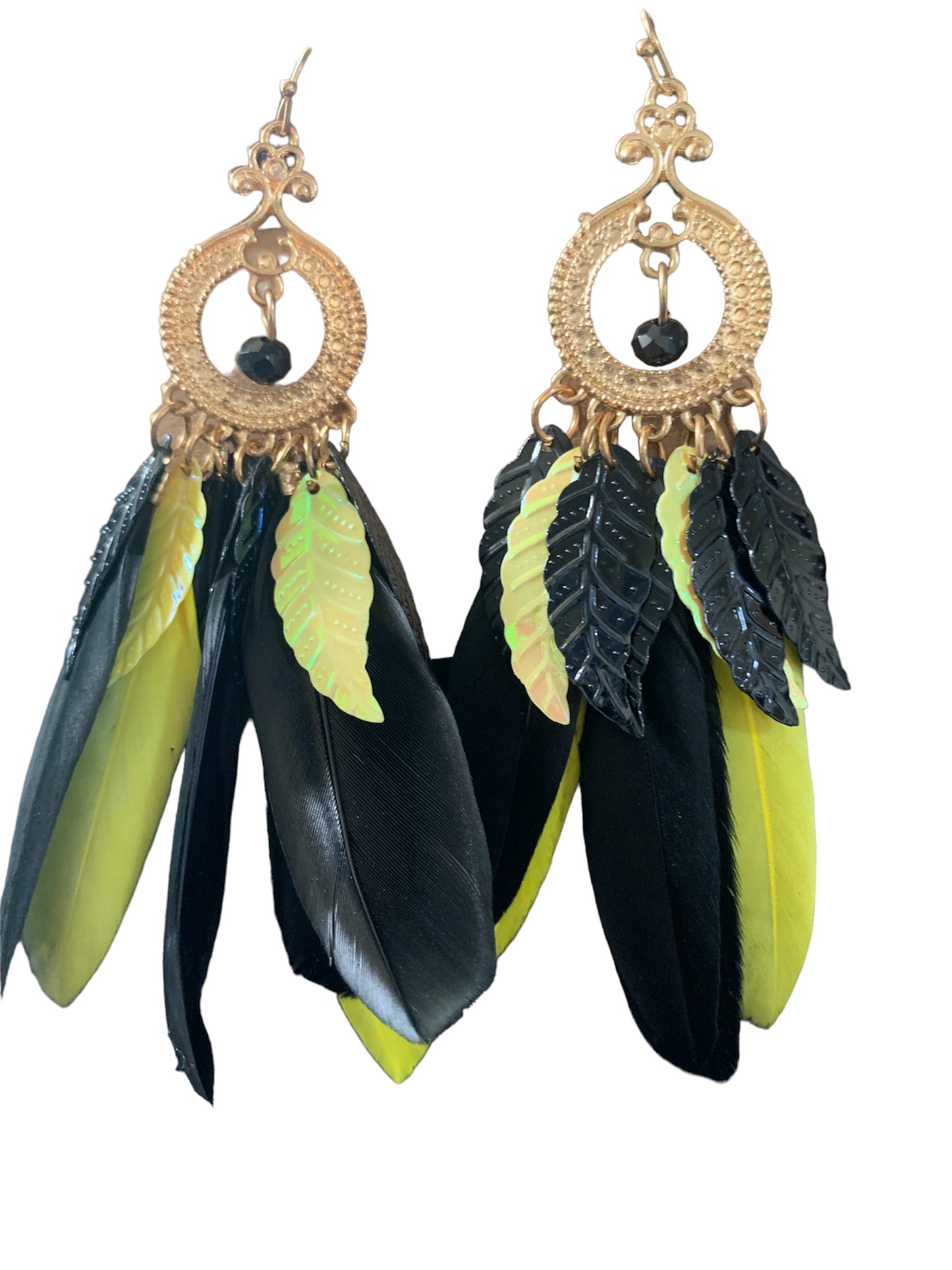 Cute Little Thing’s Women's Fan Feathered Styled Statement Dangle Chic Fashion Earrings Jewelry Ladies