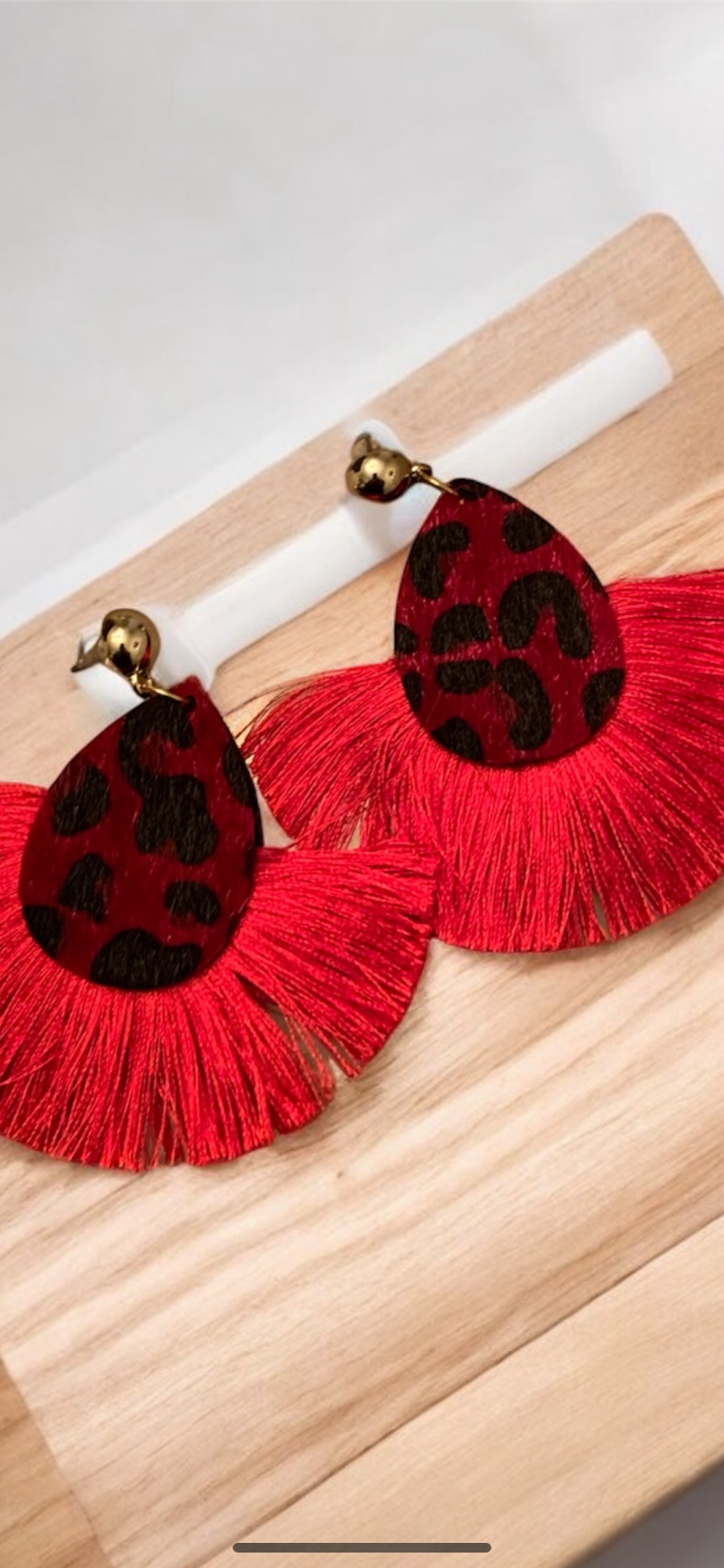 Classy Cheetah Girl Tassel Drop Earrings Bohemian Style Fan-Shaped Earrings for Women Accessories