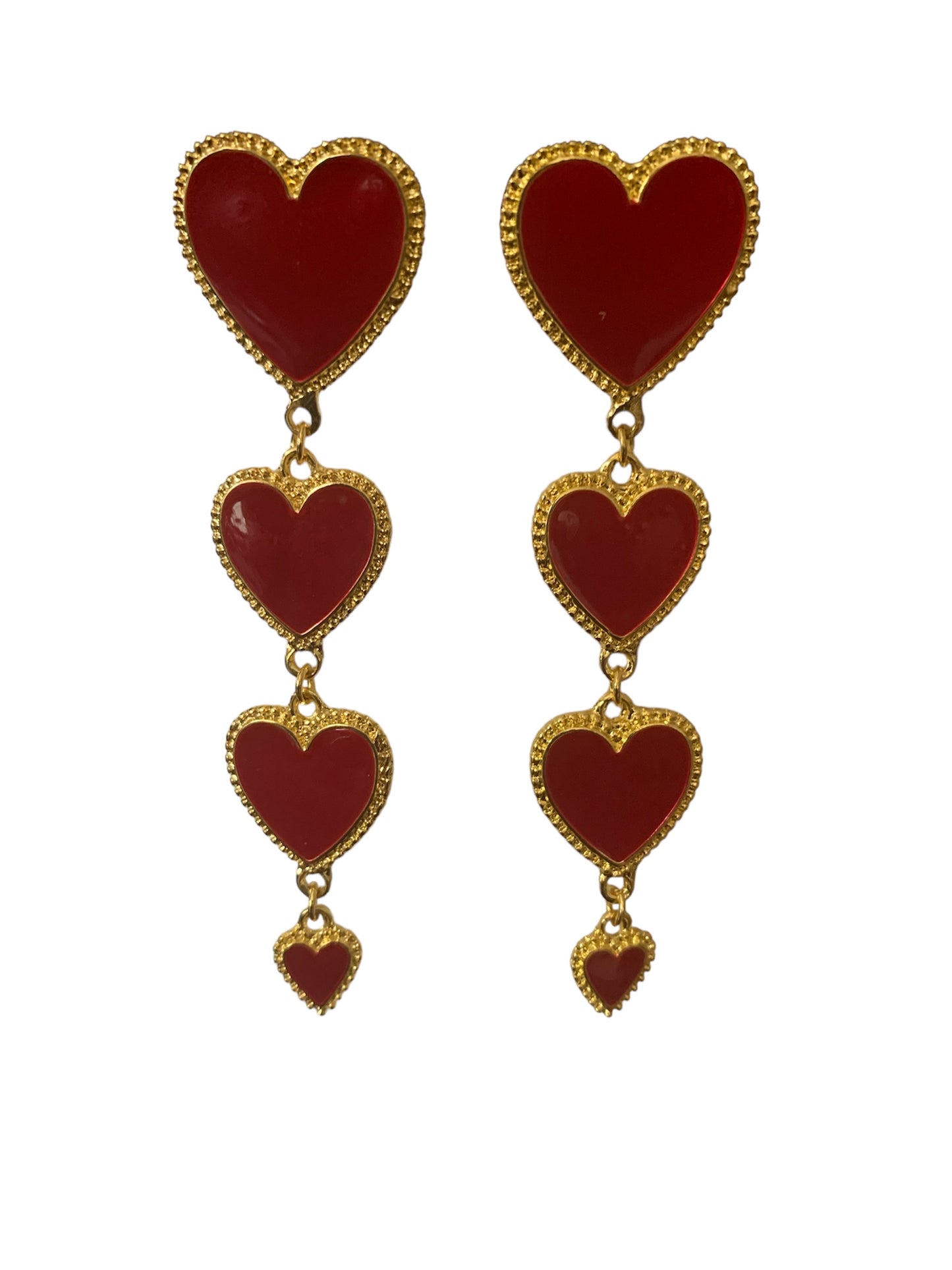 Women's Fashion Statement Four Layers of Beautiful Dangle Hearts Earrings Accessories