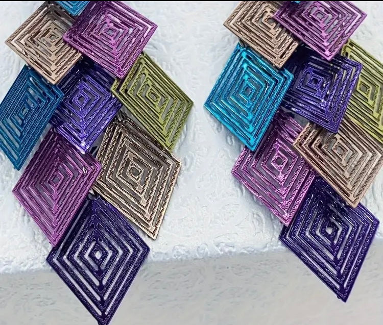 Colorfully Dangle Geometric Tassel Cute Fashion Earrings Accessories
