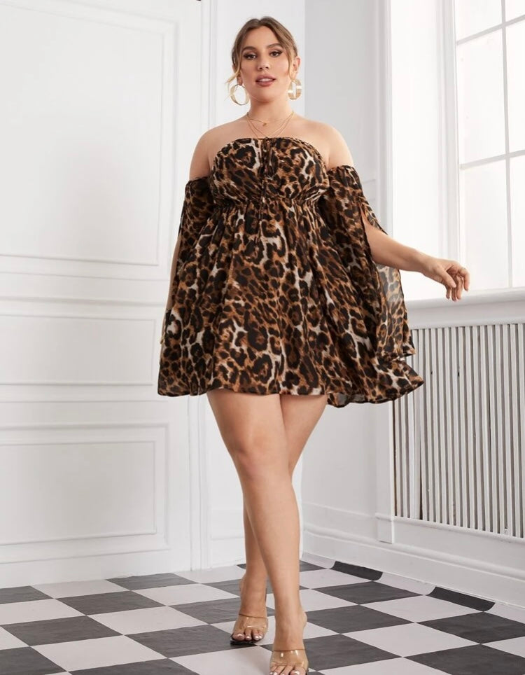 RoaR Cheetah Casual MIDI Leopard Party  Fashion Statement Dress Plus Size