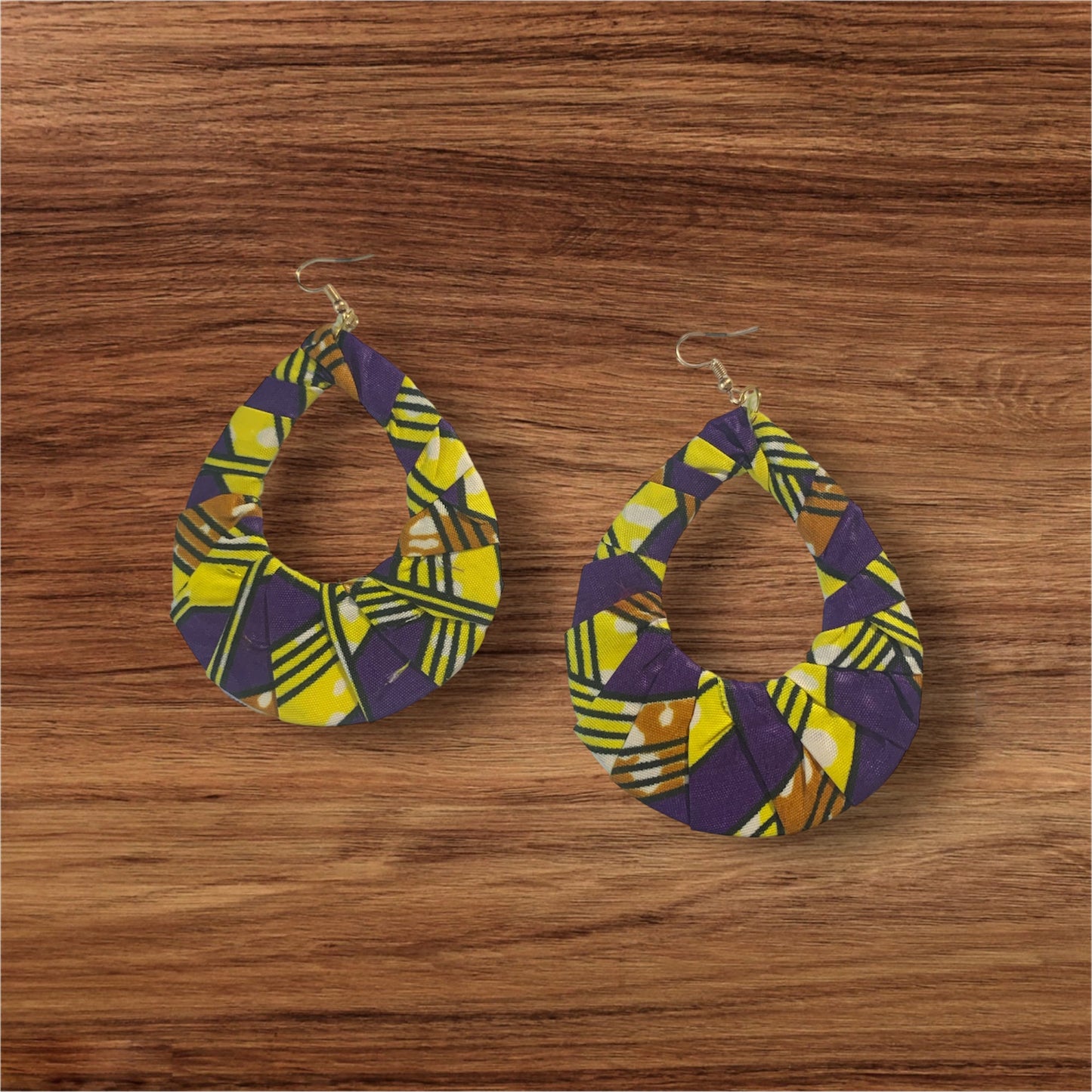 Yellow Purple Mixed Styling Women's African Metro Styled Wood  Fashion Statement  Earrings Jewelry