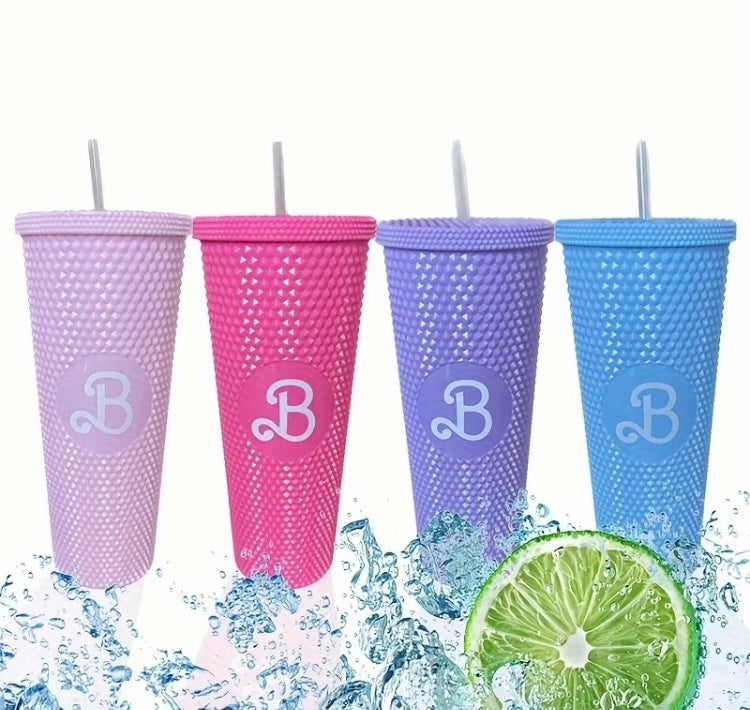 It’s Barbie Plastic Glam Sip'n w Lid & Straw Large Cute Creative Pattern Drinking Fancy Girls Cup