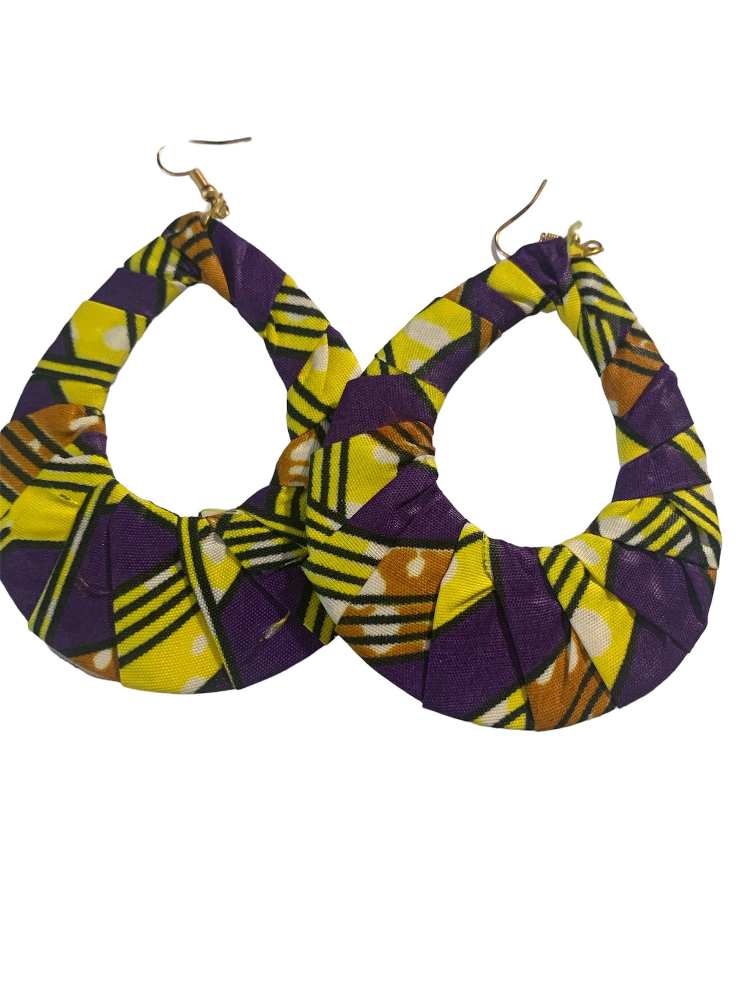 Yellow Purple Mixed Styling Women's African Metro Styled Wood  Fashion Statement  Earrings Jewelry