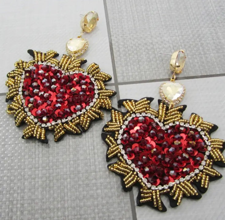 Hott New Boho Big Heart Dangle  Women Statement Shining Bling Rhinestone Crystal  Earrings Bride Wedding Formal Jewelry