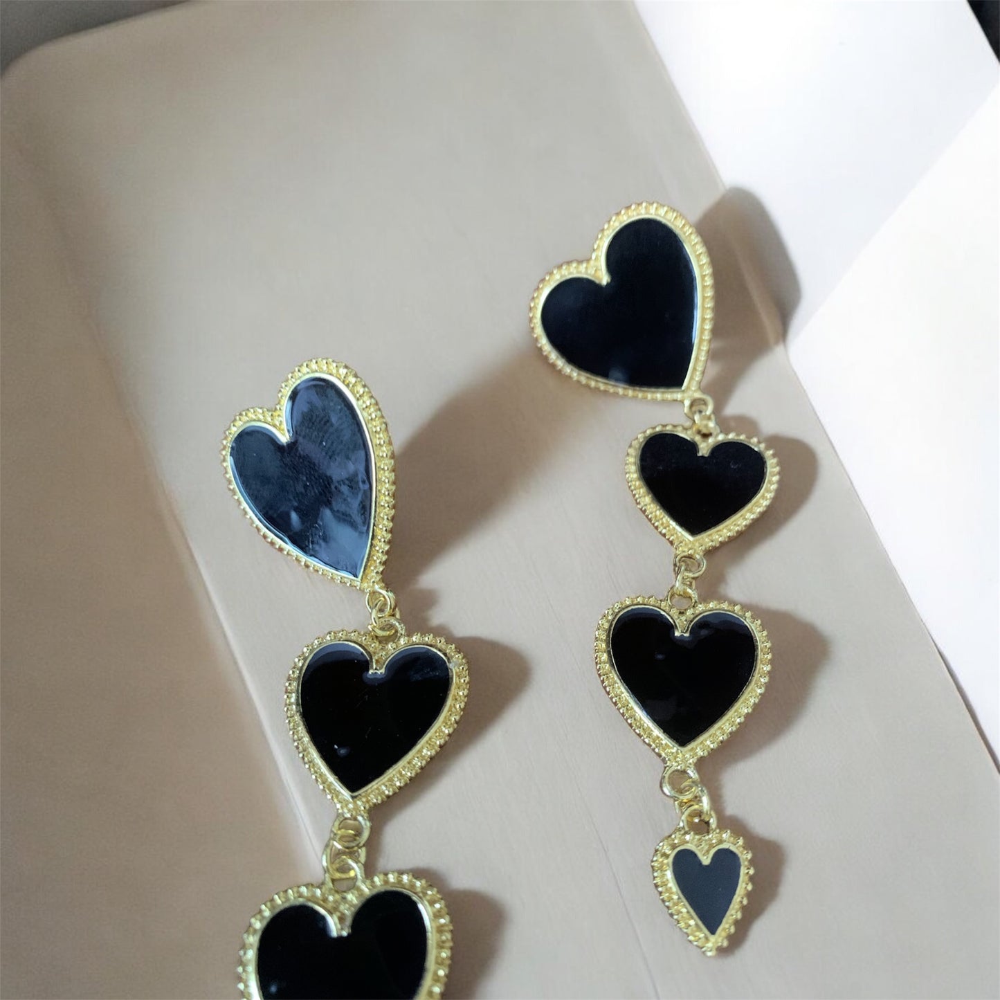 Women's Fashion Statement Four Layers of Beautiful Dangle Hearts Earrings Accessories