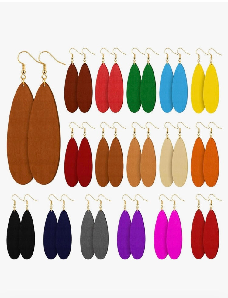 Bohemian Wood Drop Natural Wood African Jewelry Long Teardrop Dangle Earrings for Women’s Fashion Statement Accessories