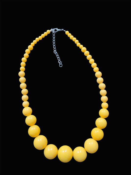 Yellow Beaded Ball Styled Fashion Trendy Statement Women’s Necklace