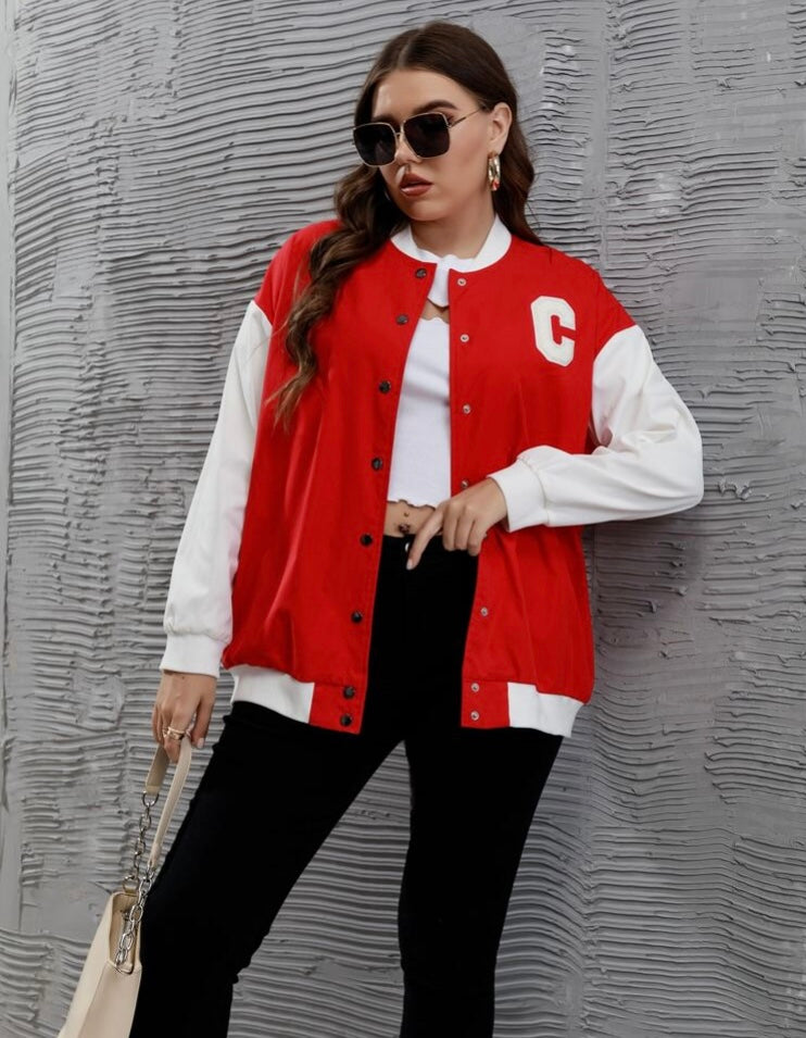 Stylish Trendy Ole School Girl  Letter Fashion Jacket Coat Plus Size