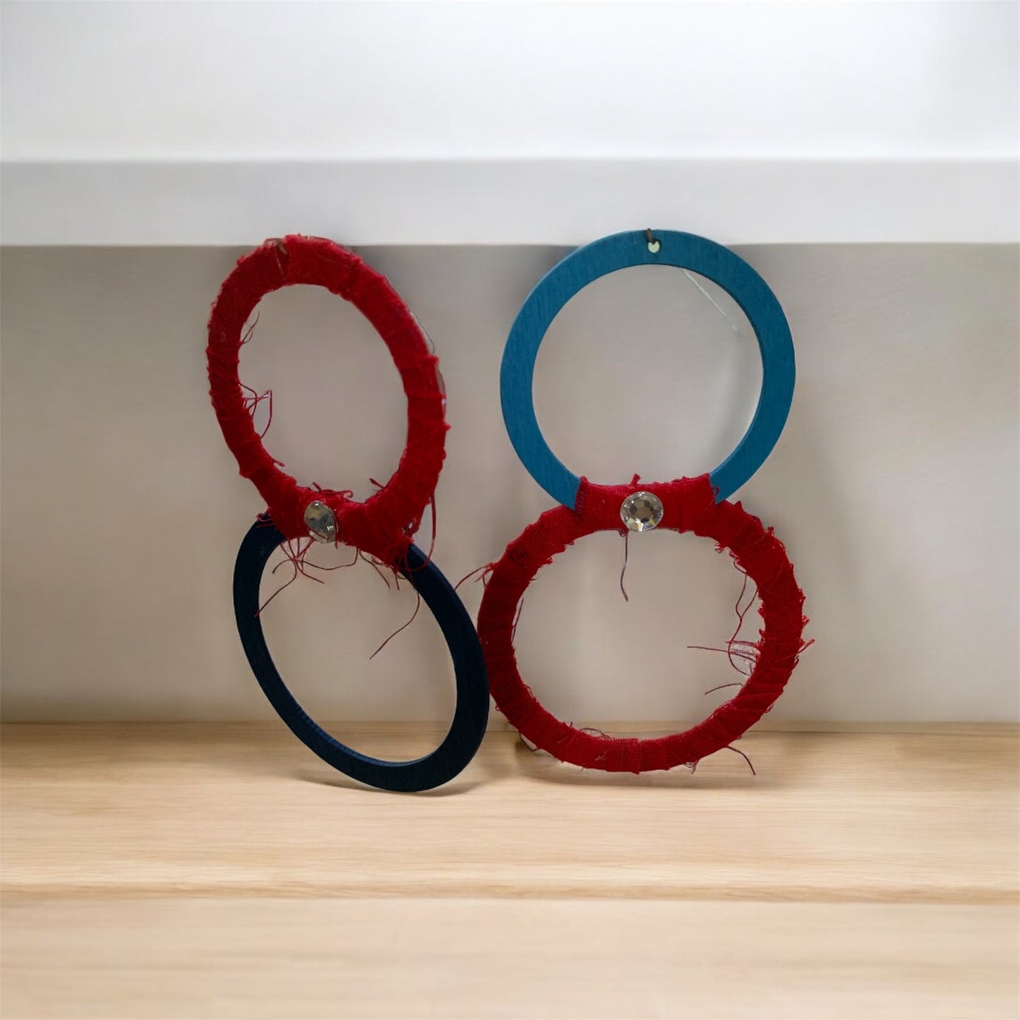 Fashion Statement Patriotic Distressed Customized Double Round Hoop Earrings Jewelry