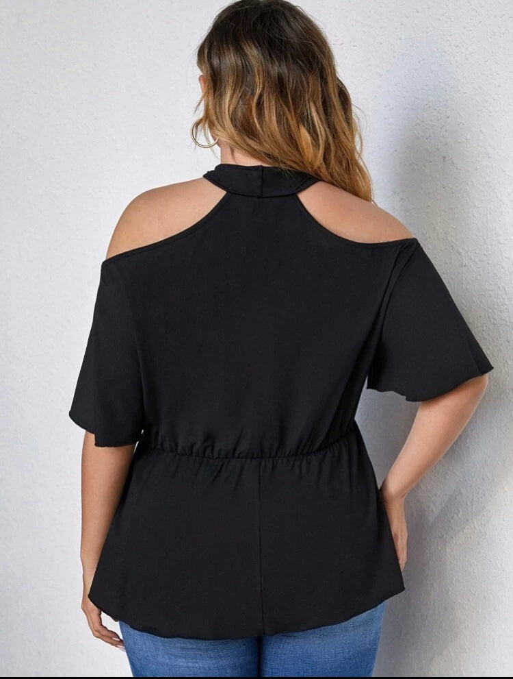 Women’s Black Casual Trendy Fashion Top Blouse Shirt  Plus Size