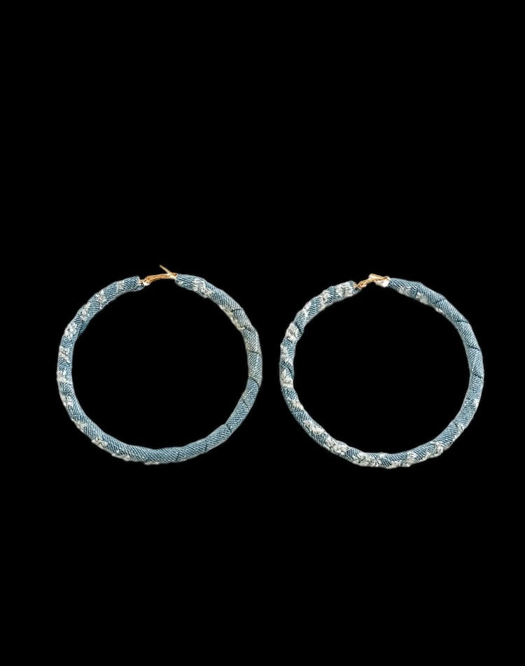 Denim Women's Personality Exaggerate Large Hoop Earrings Accessories Jewelry