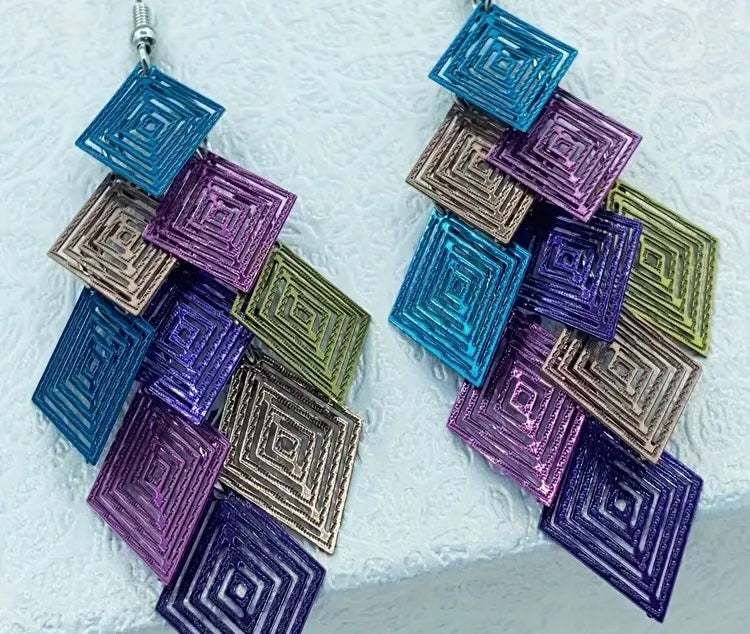 Colorfully Dangle Geometric Tassel Cute Fashion Earrings Accessories